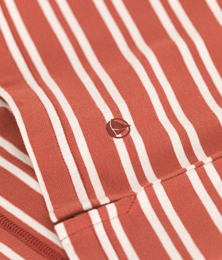 Damen-T-Shirt Le Boxy aus gestreifter Baumwolle braun/naturfarben