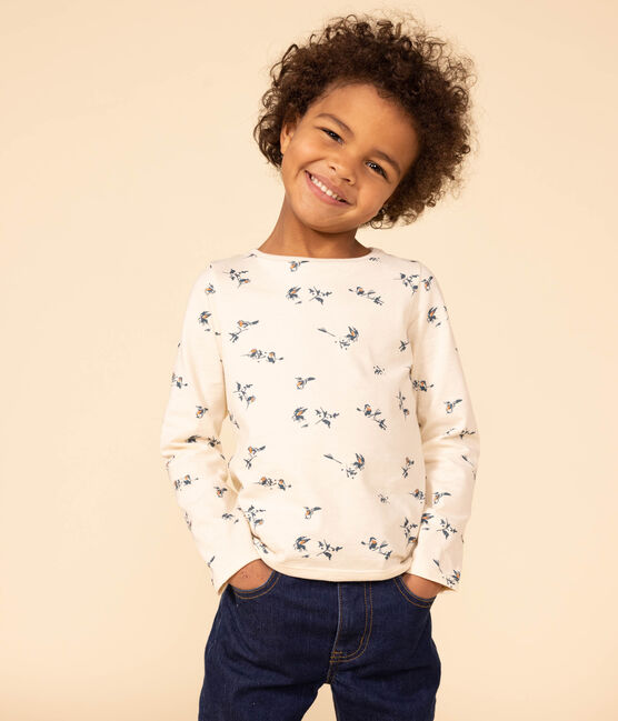 Langärmeliges T-Shirt mit Blumenprint aus Baumwolle für Kinder/Mädchen weiss AVALANCHE/ MULTICO