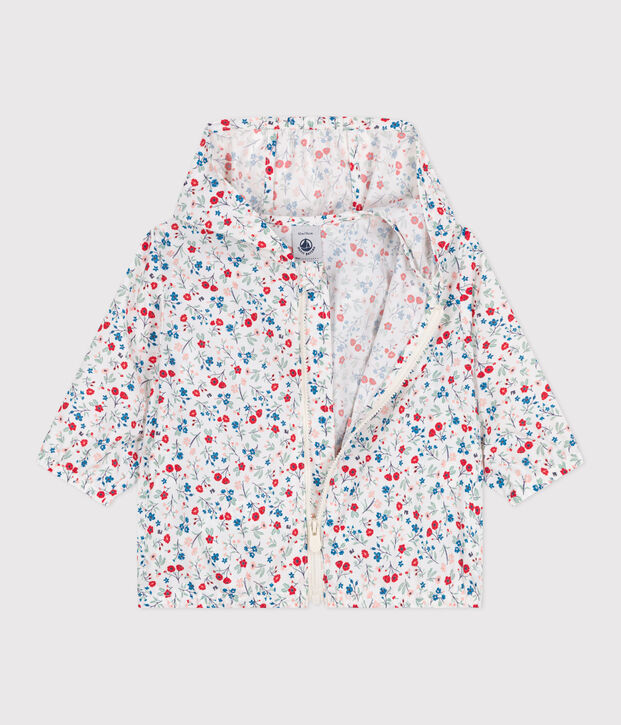 Baby-Windjacke mit UV-Schutz aus Polyester mit Blumenmuster weiss/vielfarbig