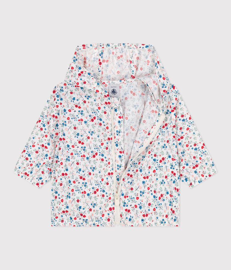 Baby-Windjacke mit UV-Schutz aus Polyester mit Blumenmuster weiss/vielfarbig
