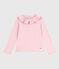 Langärmeliges Kinder-T-Shirt aus einfarbiger Baumwolle rosa JOLI