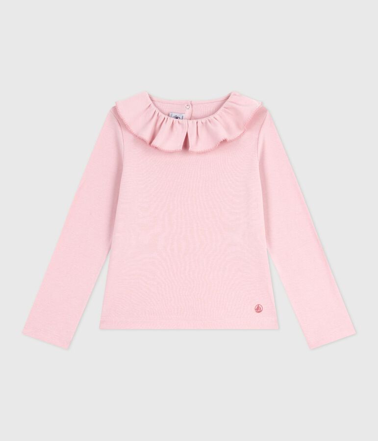 Lang&auml;rmeliges Kinder-T-Shirt aus einfarbiger Baumwolle rosa