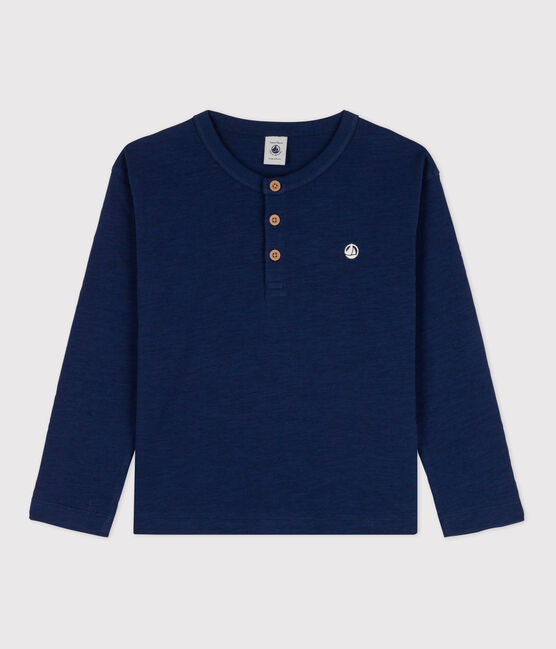 Langärmeliges Kinder-T-Shirt aus Baumwolle für Jungen blau MEDIEVAL