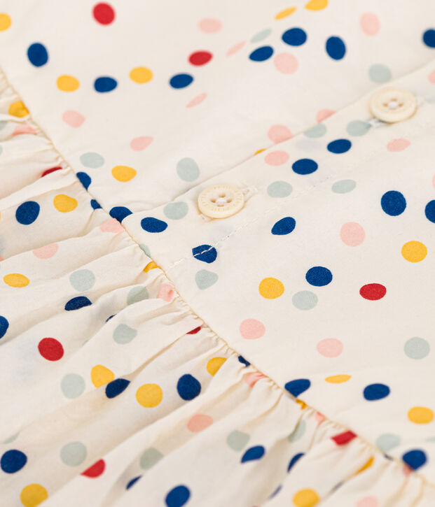 &Auml;rmelloses Baby-Kleid aus Popeline weiss/vielfarbig