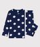 Kinderpyjama aus Bio-Baumwolle mit Pünktchenmuster blau MEDIEVAL/weiss MARSHMALLOW