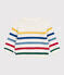Baby-Pullover aus Wolle und Baumwolle mit bunten Streifen weiss MARSHMALLOW/weiss MULTICO