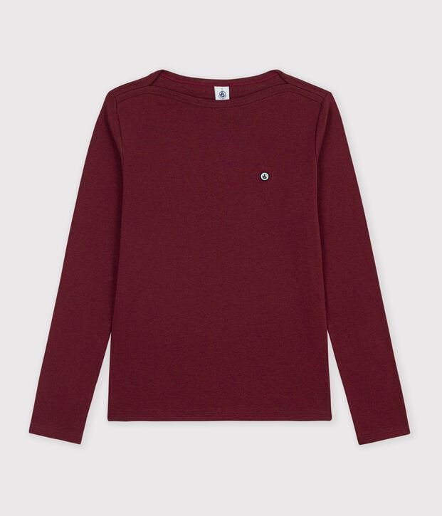 Lang&auml;rmeliges Damen T-Shirt aus Baumwolle mit Offizierskragen TRUFFE
