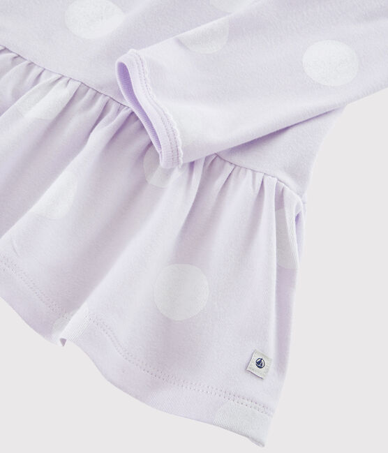 Gepunktetes Nachthemd für Mädchen violett LISERON/weiss ECUME