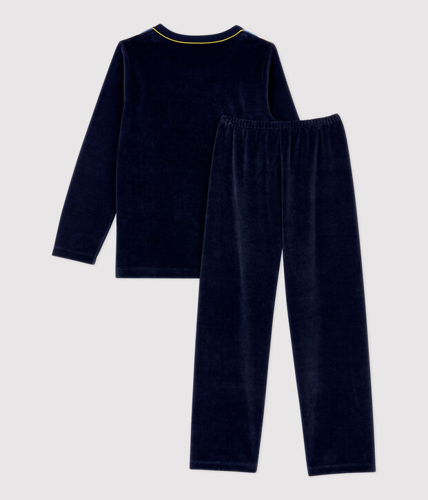 Kinderpyjama aus Nicki mit Streifen f&uuml;r Jungen blau/vielfarbig