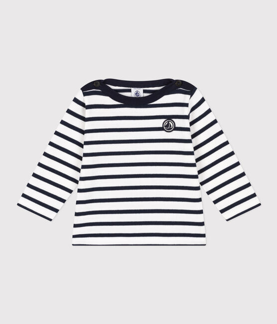 Baby-Streifenshirt aus dickem Jersey weiss MARSHMALLOW/blau SMOKING