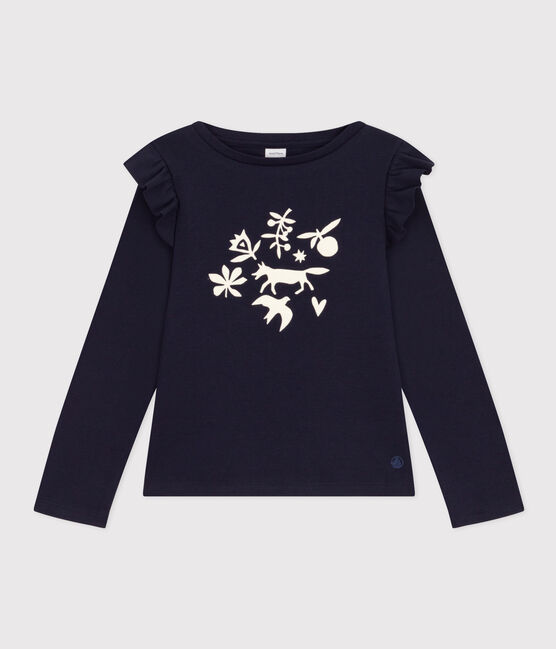 Langärmeliges T-Shirt aus Baumwolle für Kinder/Mädchen blau SMOKING