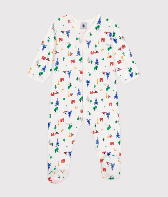 Baby-Strampler aus Baumwolle mit Paris-Printmotiv weiss MARSHMALLOW/weiss MULTICO