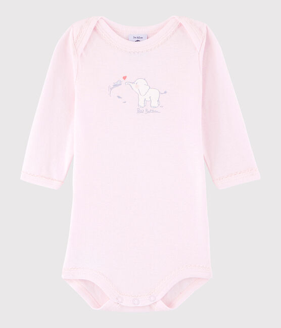 Langärmeliger Baby-Body Mädchen rosa Vienne