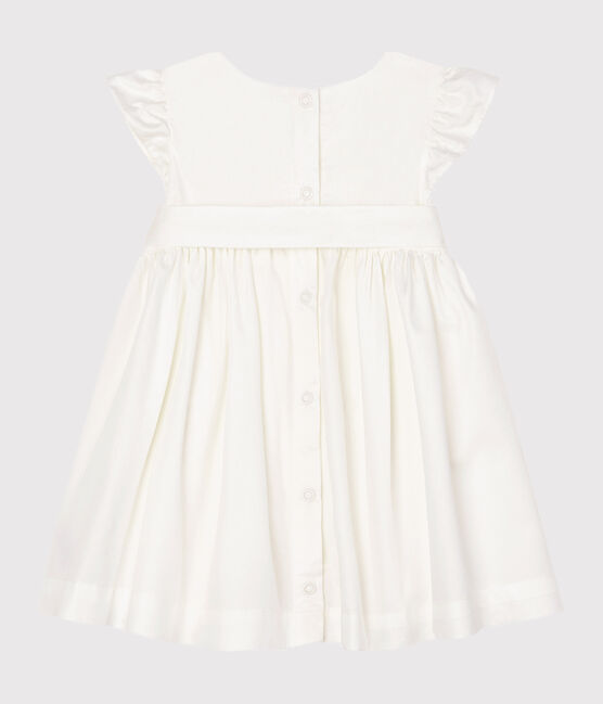 Kurzärmeliges Baby-Kleid aus Satin für Mädchen weiss MARSHMALLOW