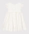 Kurzärmeliges Baby-Kleid aus Satin für Mädchen weiss MARSHMALLOW