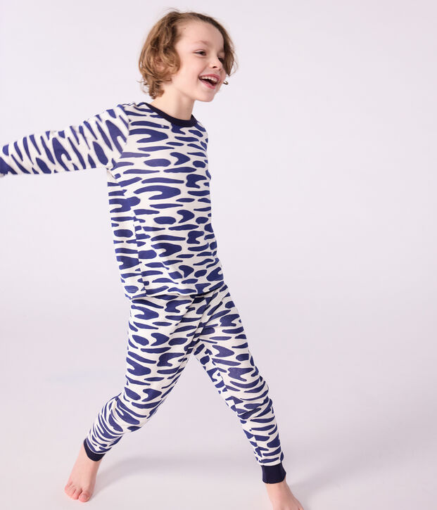 Kinder-Pyjama zum Verkleiden aus Baumwolle mit Zebra-Motiv blau/blau