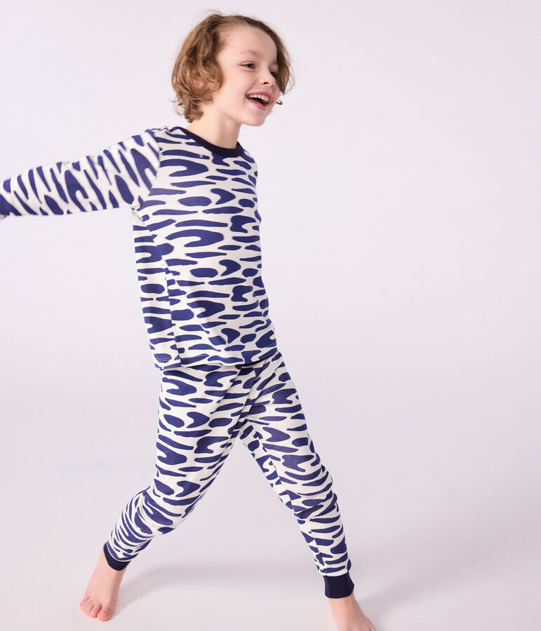 Kinder-Pyjama zum Verkleiden aus Baumwolle mit Zebra-Motiv blau/blau