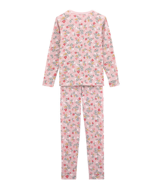Eng anliegender Mädchen Schlafanzug rosa JOLI/weiss MULTICO