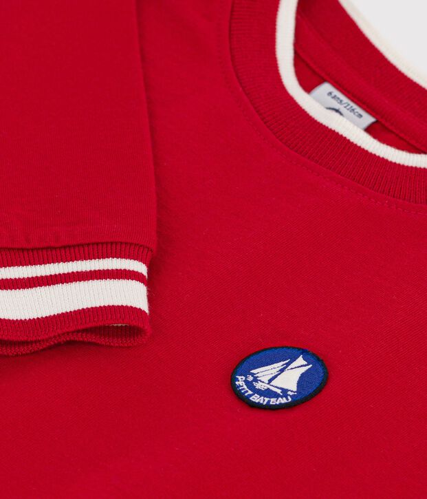 Lang&auml;rmeliges Kinder-T-Shirt aus einfarbiger Baumwolle rot