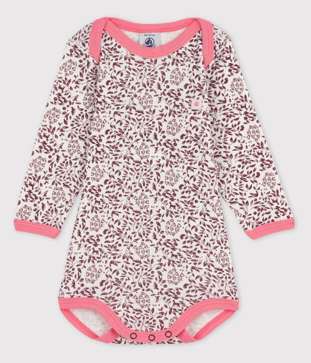 Lang&auml;rmliger Baby-Body f&uuml;r M&auml;dchen rot/weiss