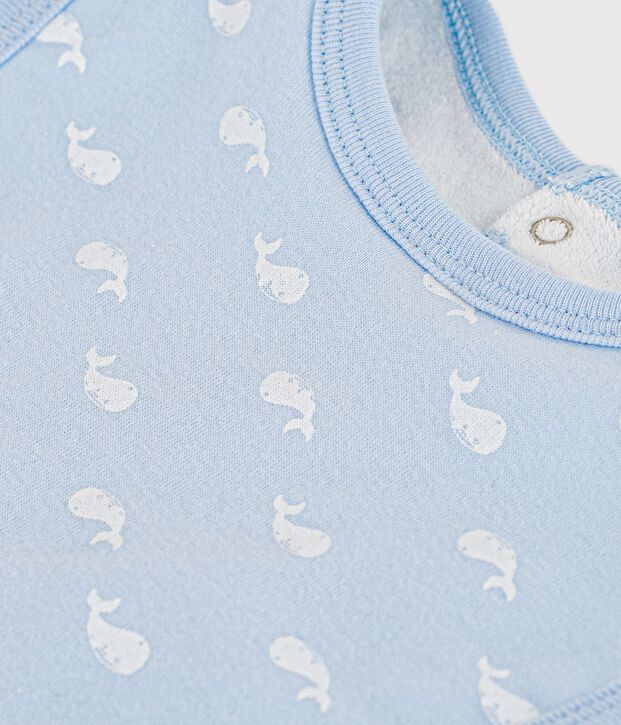 L&auml;tzchen f&uuml;r Neugeborene aus bedruckter Baumwolle blau/weiss