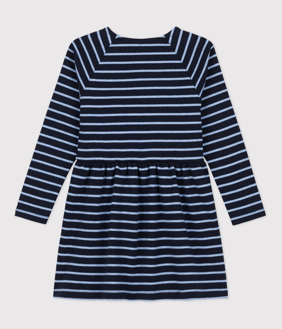 Warmes Kinderkleid aus Baumwolle für Mädchen blau SMOKING/ SKY CHINE