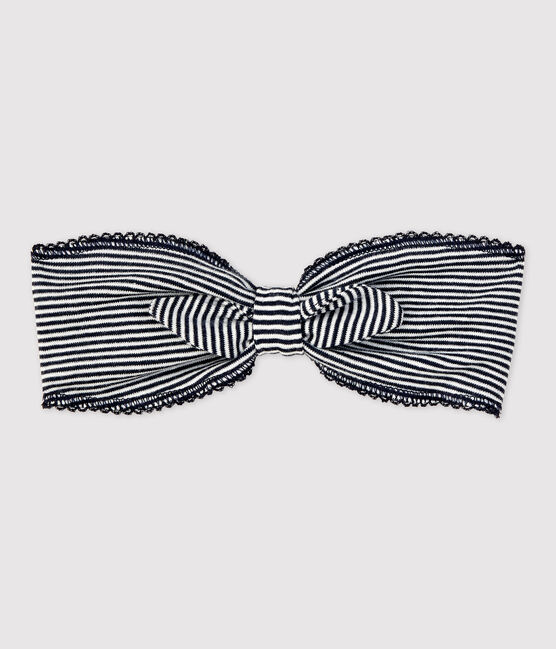 Baby-Haarband aus Bio-Baumwolle mit Marinestreifen blau SMOKING/weiss MARSHMALLOW