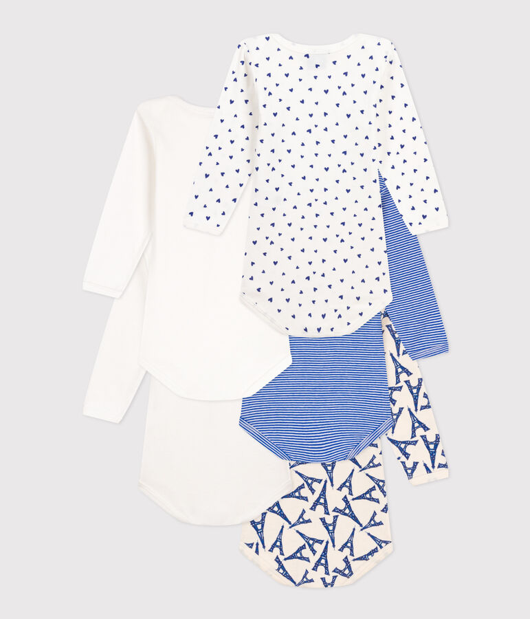 5er-Set lang&auml;rmelige Baby-Bodys Paris aus Baumwolle vielfarbig