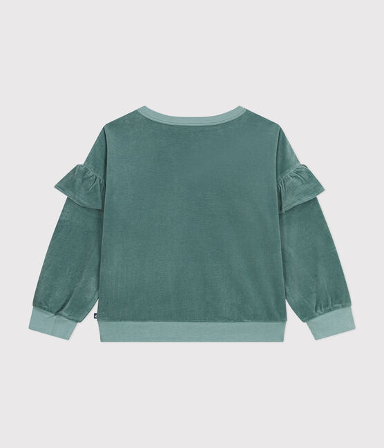 Kinder-Sweatshirt aus einfarbigem Nicki für Mädchen grün BRUT