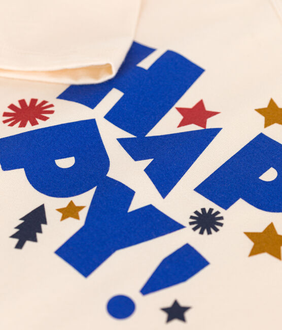 Langärmeliges Kinder-T-Shirt aus feinem Jersey für Jungen naturfarben AVALANCHE