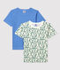 2er-Set kurzärmelige T-Shirts aus Baumwolle und Leinen mit Kaktus-Motiv für Jungen