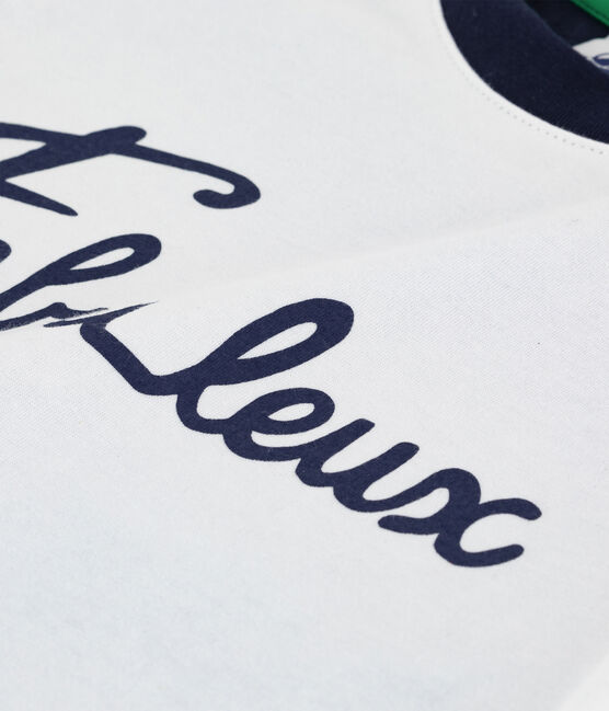 Langärmeliges Kinder-T-Shirt aus Baumwolle für Jungen weiss MARSHMALLOW/weiss MULTICO