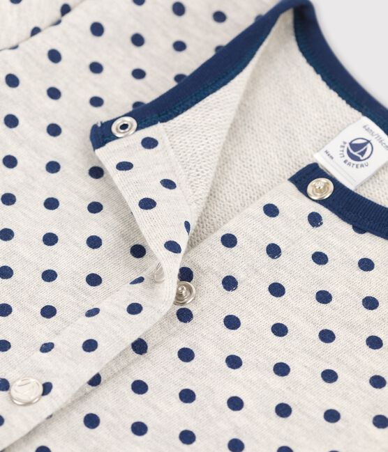 Kinder-Cardigan aus Molton für Mädchen grau BELUGA/blau MEDIEVAL