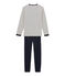 Kinderpyjama aus Rippstrick für Jungen weiss MARSHMALLOW/blau SMOKING
