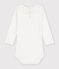 Baby-Body aus einfarbiger Baumwolle mit besticktem Kragen weiss