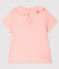 Kurzärmelige Baby-Bluse aus Baumwolle für Mädchen rosa MINOIS/weiss ECUME