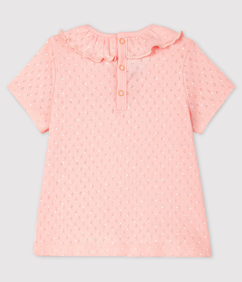 Kurz&auml;rmelige Baby-Bluse aus Baumwolle f&uuml;r M&auml;dchen rosa/weiss