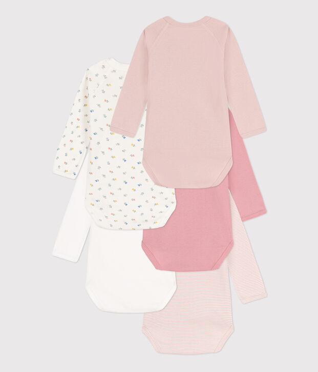 5er-Set bedruckte lang&auml;rmelige Bodys aus Baumwolle vielfarbig
