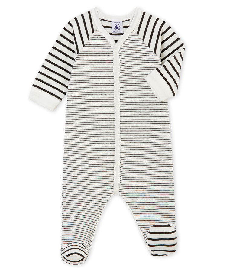 Baby Jungen Strampler weiss/grau