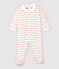 Baby-Strampler aus Jacquard mit Petit Bateau-Motiv "je t'aime" für Mädchen weiss MARSHMALLOW/rot TERKUIT