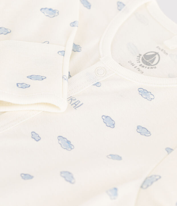 Bedruckter Kombi-Overall aus Baumwolle weiss/blau