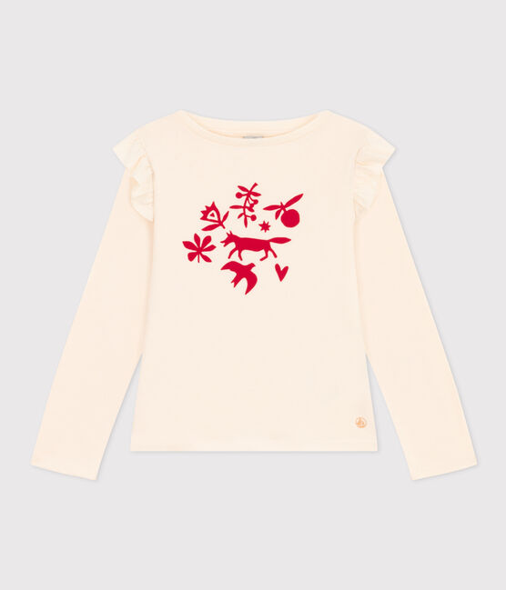 Langärmeliges T-Shirt aus Baumwolle für Kinder/Mädchen naturfarben AVALANCHE