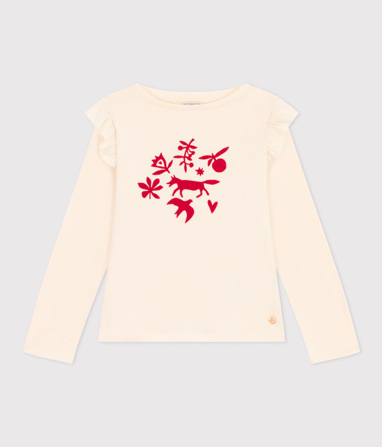 Lang&auml;rmeliges T-Shirt aus Baumwolle f&uuml;r Kinder/M&auml;dchen naturfarben