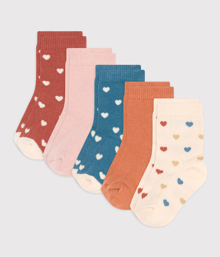 5er-Set Babysocken mit Herzmotiv vielfarbig