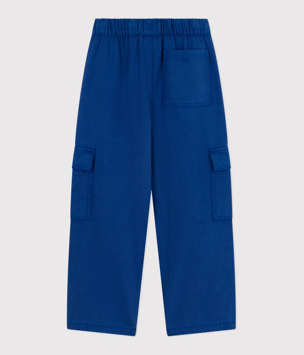 Kinder Cargo-Hose aus einfarbigem Lyocell. blau