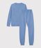 Kinder-Pyjama aus einfarbigem Baumwoll-Frottee blau