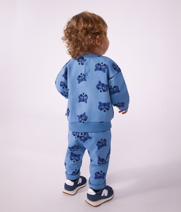 Baby-Set Sweatshirt und Hose aus Baumwolle mit Tiermotiv blau/vielfarbig