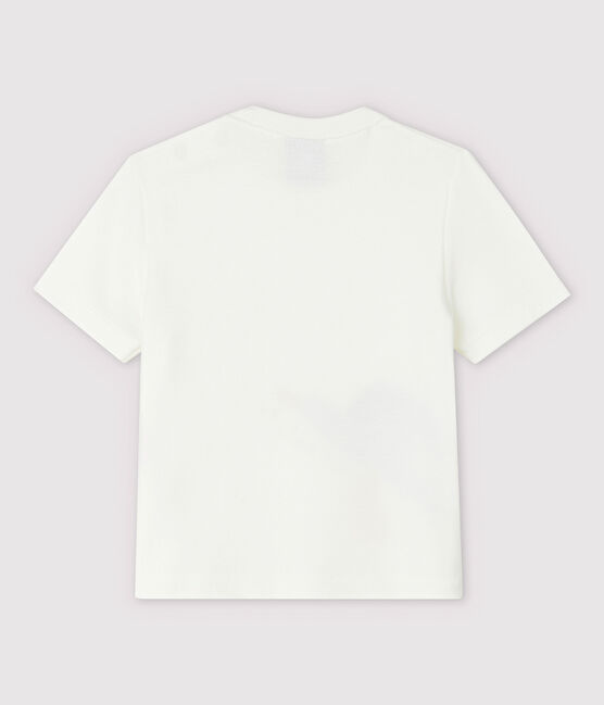 Kurzärmeliges Baby-T-Shirt aus Rippstrick für Jungen weiss MARSHMALLOW