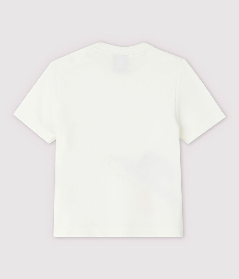 Kurz&auml;rmeliges Baby-T-Shirt aus Rippstrick f&uuml;r Jungen weiss MARSHMALLOW
