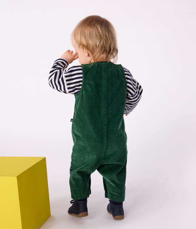 Langer Baby-Overall aus einfarbigem Nicki gr&uuml;n